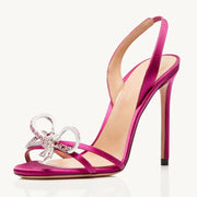 Women's Fashion Diamond Decorations Bow High Heel Sandals - Mohas luxury 