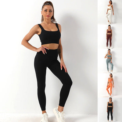 2pcs Thread Yoga Suit Seamless Sportswear Outfits - Mohas luxury 