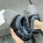 Home Indoor Platform Fleece-lined Contrast Color Cotton Slippers - Mohas luxury 