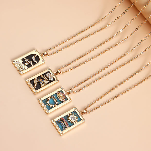 Ornament Simple Hot Girl Square Plate Necklace Female - Mohas luxury 