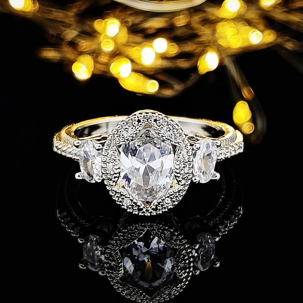 Women's Fashionable Elegant Oval Silver Ring - Mohas luxury 